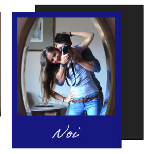 Magnete polaroid cornice blu noi